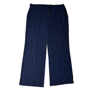 Company Ellen Tracy Black & Navy Blue Print Jersey Knit Pants Drawstring Pants